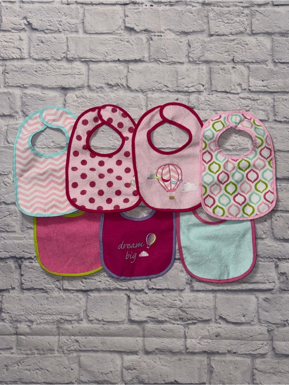 Baby Girls 7-Pack Pink Bib Set